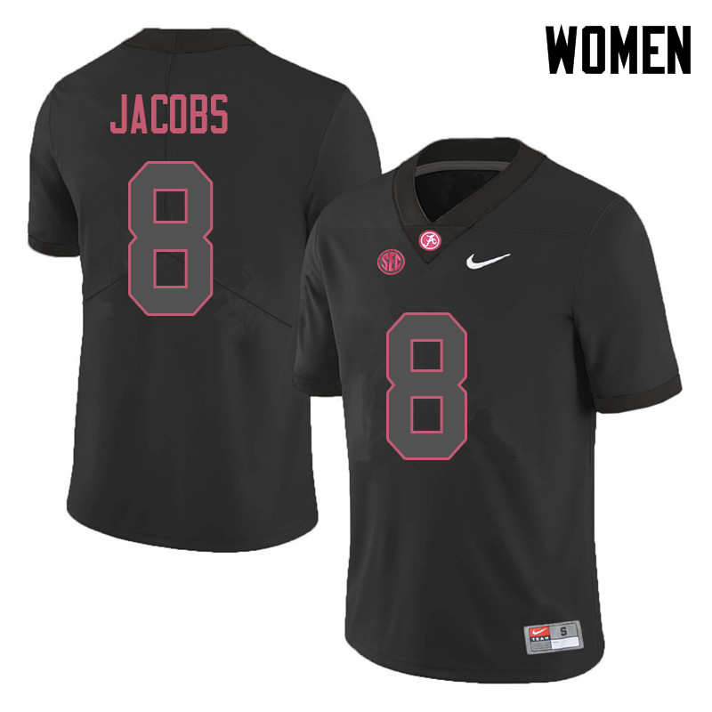 Alabama Crimson Tide Women's Josh Jacobs #8 Black NCAA Nike Authentic Stitched 2018 College Football Jersey LK16D34LO